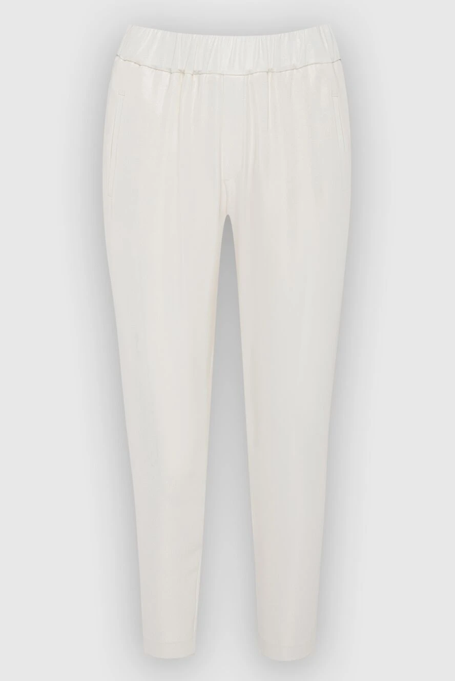 Panicale Women's short pants with coating white - spraying. 95% viscose, 5% elastane. elastic belt, drawstring. Country of manufacture: Italy. Care: specialized cleaning - photo 1