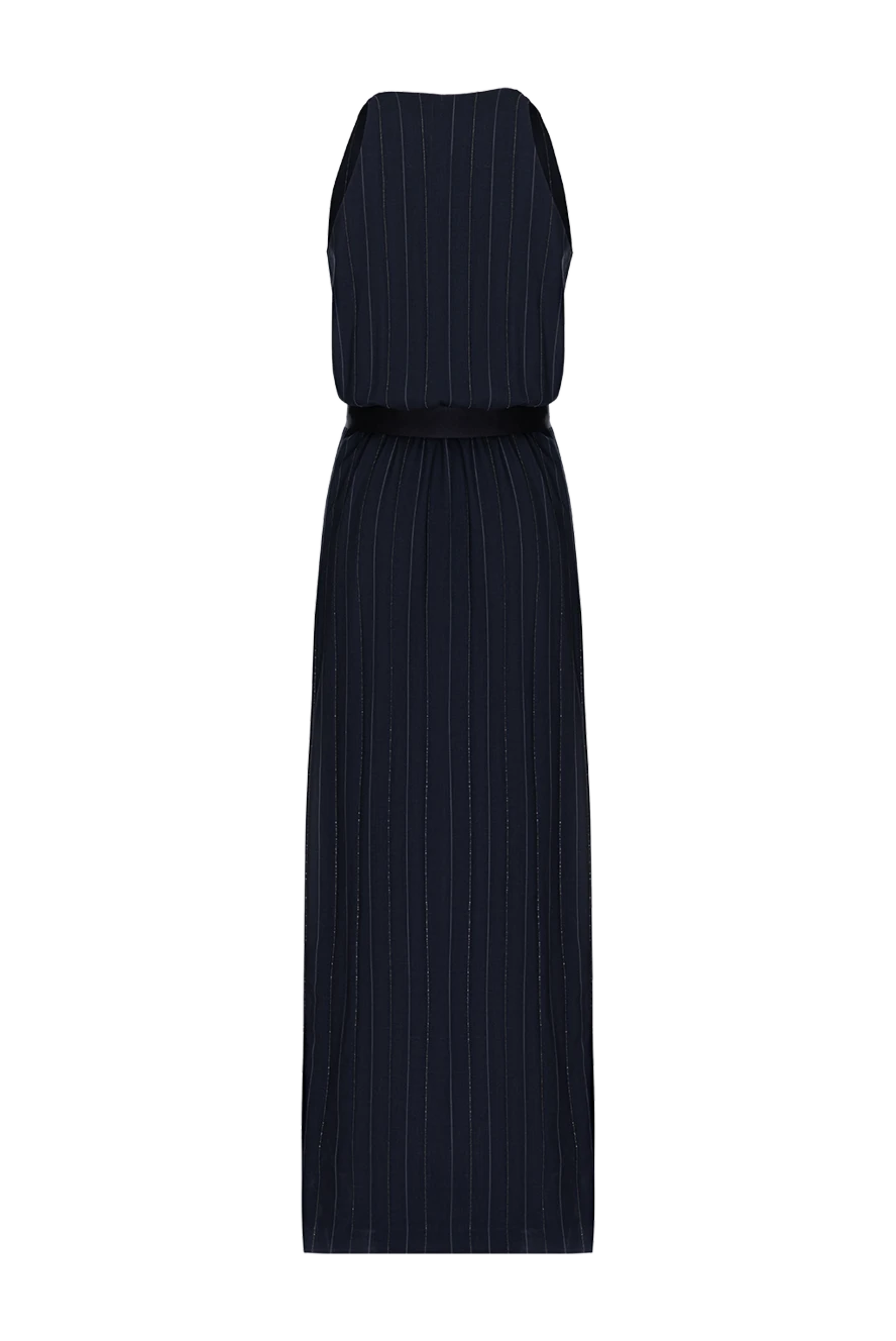 Brunello Cucinelli Blue dress for women - elastic belt. striped pattern. 74% wool, 23% polyamide, 2% elastane, 1% polyester. Country of manufacture: Italy. Care: specialized cleaning - photo 1