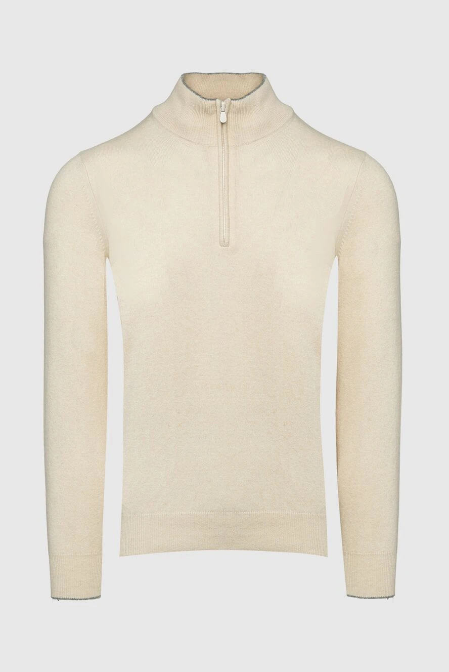 Brunello Cucinelli Троер из шерсти, кашемира и шелка бежевый мужской - 60% шерсть 30% кашемир, 10% шёлк. Молния. Страна производитель: Италия. Уход: специализированная чистка - фото 1