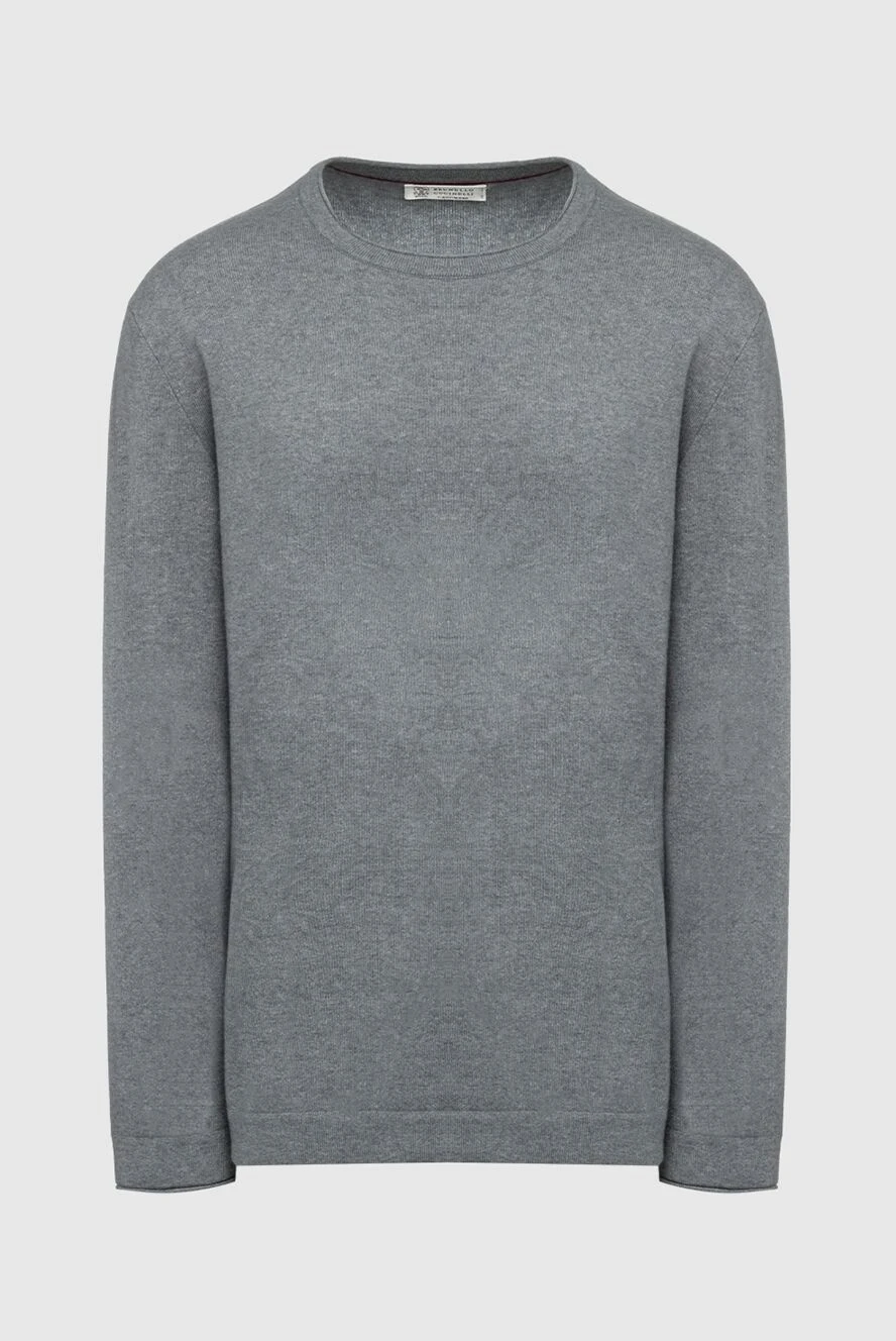 Brunello Cucinelli Джемпер из шерсти, кашемира и шелка серый мужской - 60% шерсть, 30% кашемир, 10% шёлк. Страна производитель: Италия. Уход: специализированная чистка - фото 1