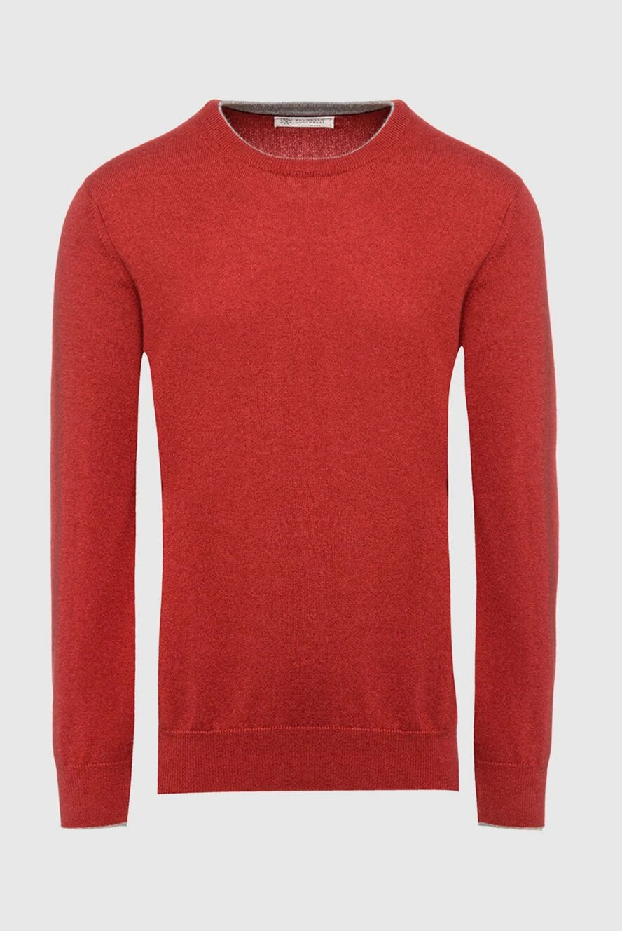Brunello Cucinelli Orange cashmere jumper for men - 100% cashmere. Country of manufacture: Italy. Care: specialized cleaning - photo 1