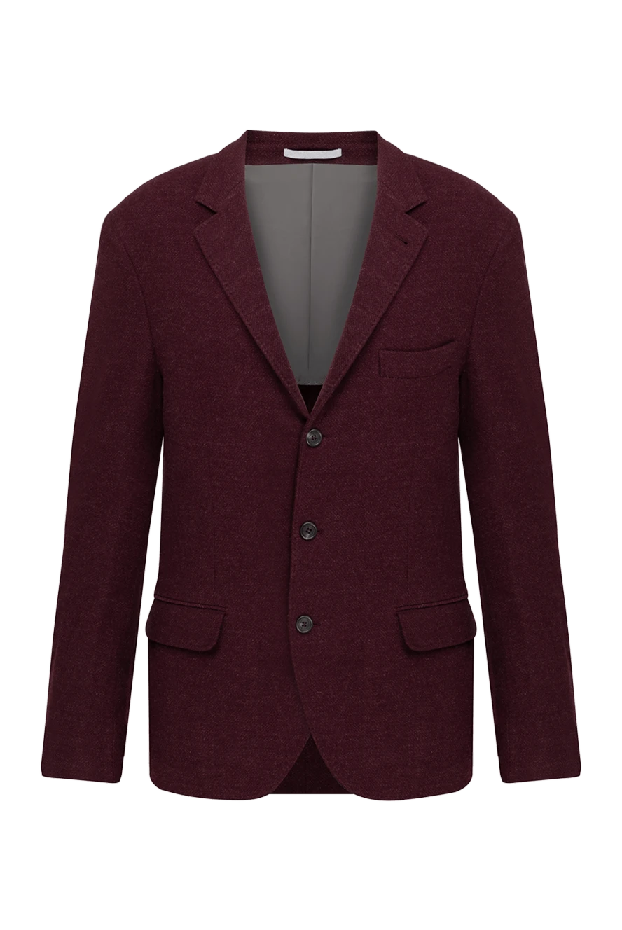 Brunello Cucinelli Burgundy wool jacket for men - 100% wool. two buttons. two inside, two side, chest pocket. Lining: 100% viscose. Country of manufacture: Italy. Care: specialized cleaning - photo 1