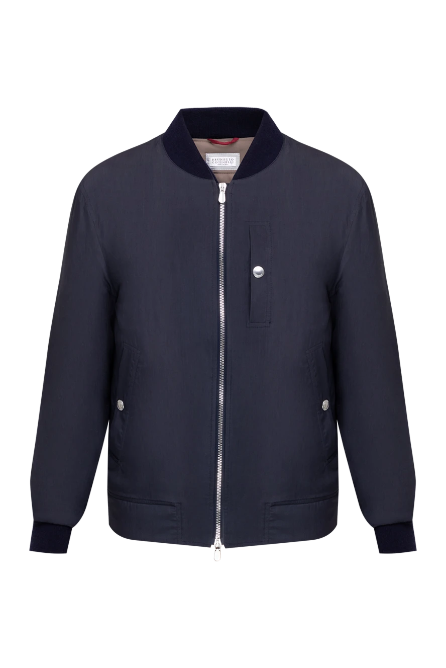 Brunello Cucinelli Куртка из нейлона синяя мужская - 100% нейлон. Молния. Два боковых кармана, один нагрудный карман. Страна производитель: Италия. Уход: специализированная чистка - фото 1