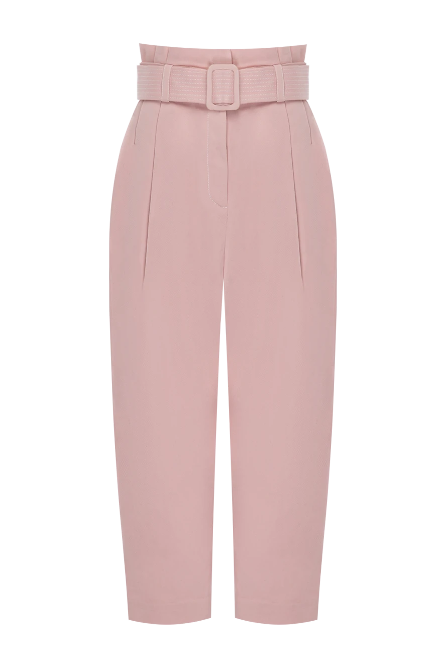 Zimmermann Pink cotton pants for women - four pockets. 98% cotton, 2% elastane. zipper, button, belt. Country of manufacture: Italy. Care: specialized cleaning - photo 1