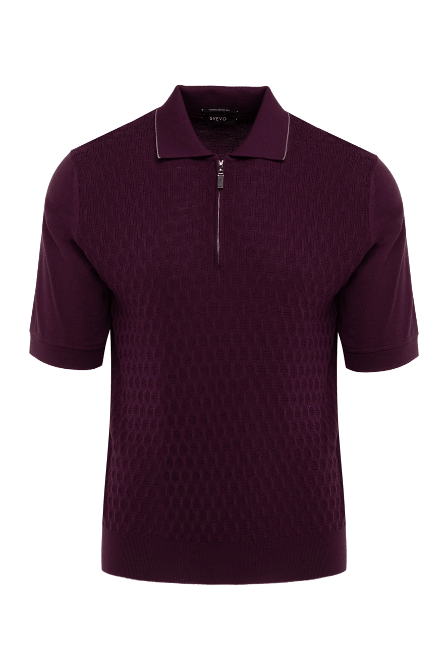 Svevo Wool Long Sleeve Polo Violet for men - Embossed pattern. Long sleeve. 100% wool. Zipper. Country of manufacture: Italy. Care: specialized cleaning - photo 1