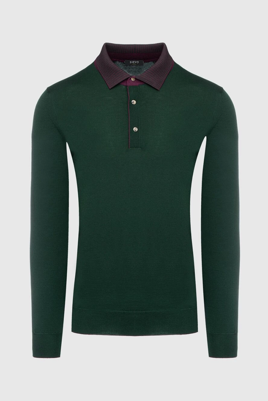 Svevo Wool long sleeve polo green for men - Contrast Collar. Long sleeve. 100% wool. Buttons. Country of manufacture: Italy. Care: specialized cleaning - photo 1