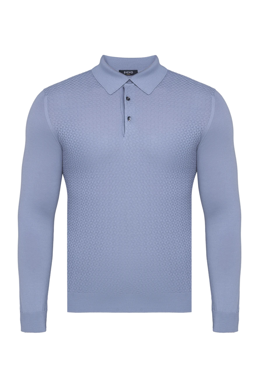 Svevo Polo with long sleeves made of wool gray for men - Long sleeve. 100% wool. Buttons. Country of manufacture: Italy. Care: specialized cleaning - photo 1