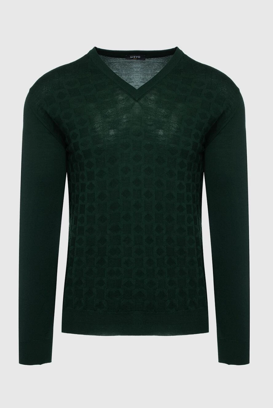 Svevo Green wool jumper for men - Neckline. 100% wool. Country of manufacture: Italy. Care: specialized cleaning - photo 1