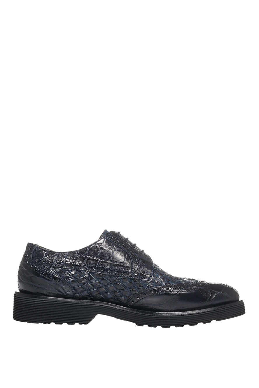 Tardini Shoes for men from alligator leather blue - Woven, textured leather. 100% alligator leather. Lace. Interior finish: Leather. Insole: Leather. Heel height: 2 cm. Other materials. Country of manufacture: Italy. Care: specialized cleaning - photo 1