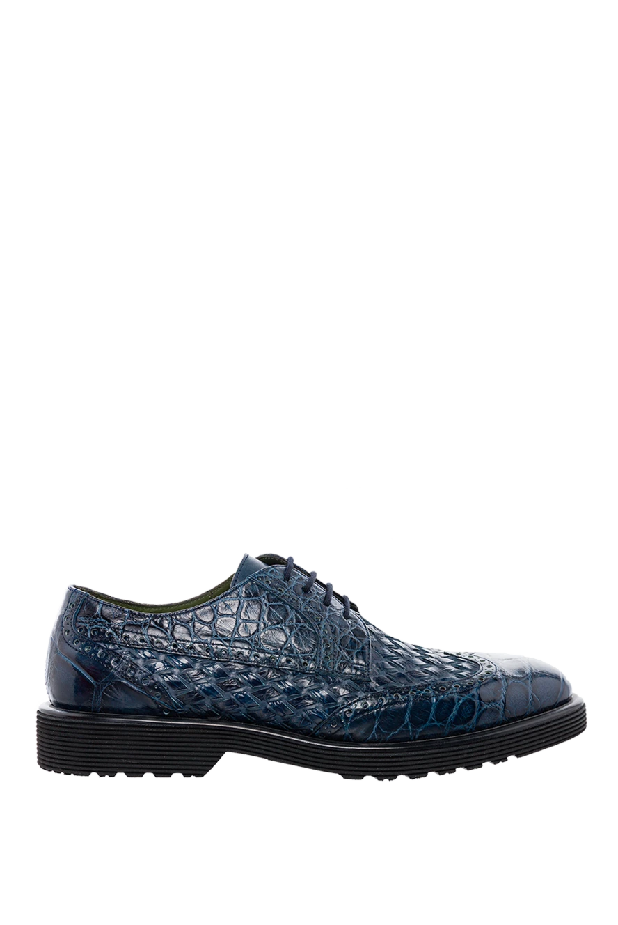 Tardini Shoes for men from alligator leather blue - Woven, textured leather. 100% alligator leather. Lace. Interior finish: Leather. Insole: Leather. Heel height: 2 cm. Other materials. Country of manufacture: Italy. Care: specialized cleaning - photo 1