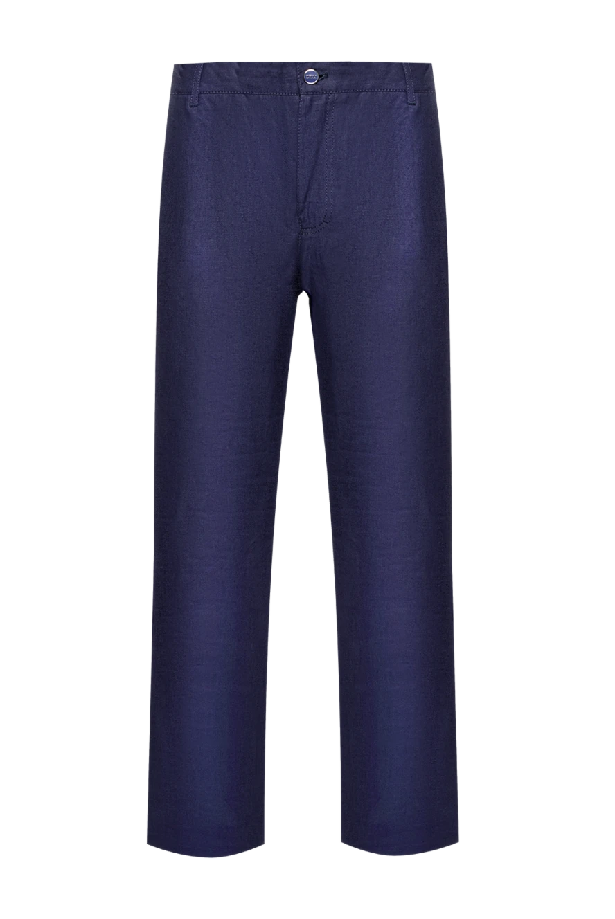 Zilli Men's blue linen trousers - 100% linen. Closure: button, zipper. two side, two back pockets. Country of manufacture: Italy. Care: specialized cleaning - photo 1