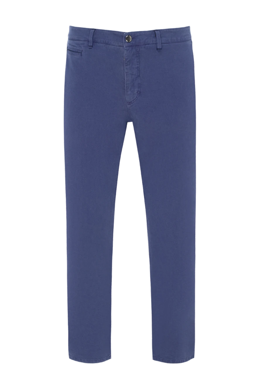 Zilli Blue cotton and cashmere pants for men - 95% cotton, 3% cashmere, 2% elastane. Closure: button, zipper. two side, two back pockets. Country of manufacture: Italy. Care: specialized cleaning - photo 1