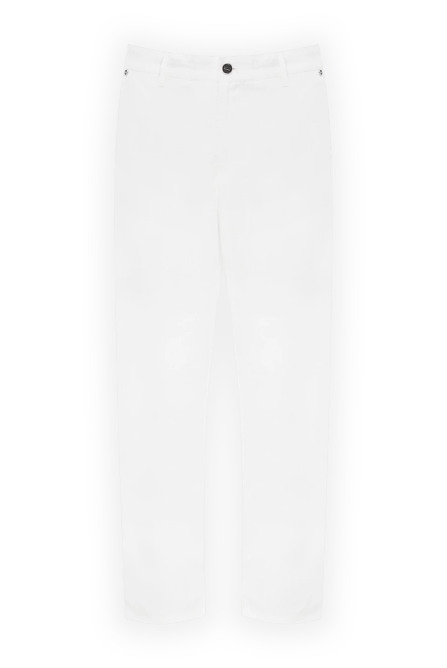 Zilli White linen trousers for men - contrasting seams. 100% linen. Closure: button, zipper. three side, two back pockets. Country of manufacture: Italy. Care: specialized cleaning - photo 1