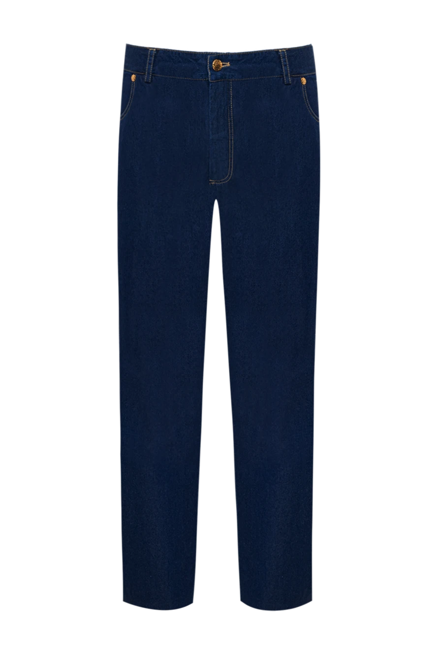 Zilli Blue cotton jeans for men - logo, contrasting seams. 100% cotton. Closure: button, zipper. Three side pockets, two back pockets. Country of manufacture: Italy. Care: specialized cleaning - photo 1