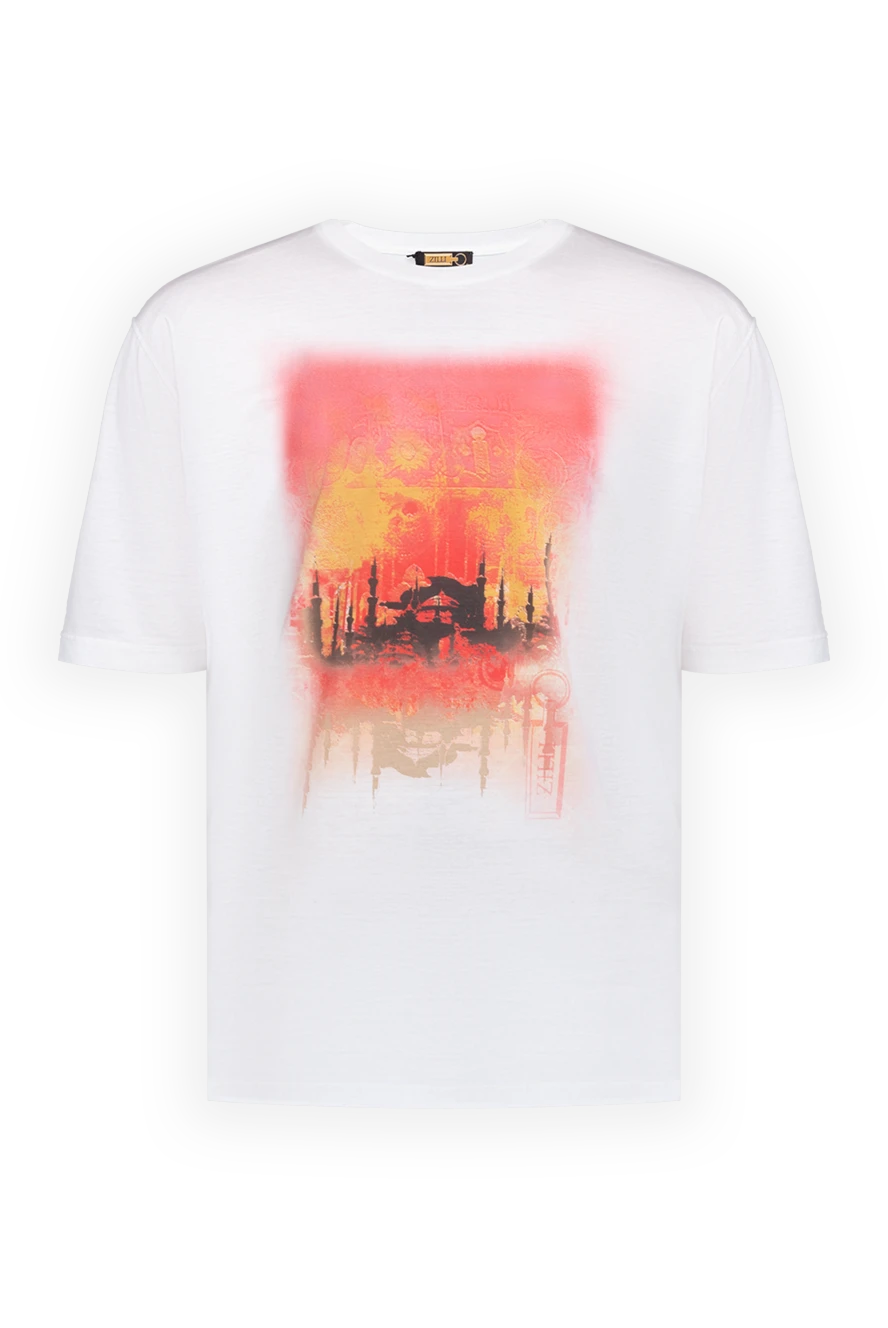 Zilli White cotton T-shirt for men - picture print. 100% cotton. Country of manufacture: Italy. Care: specialized cleaning - photo 1