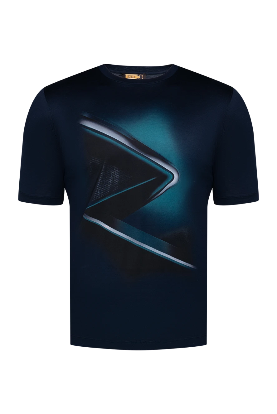 Zilli Blue cotton T-shirt for men - fantasy pattern. 100% cotton. Country of manufacture: Italy. Care: specialized cleaning - photo 1