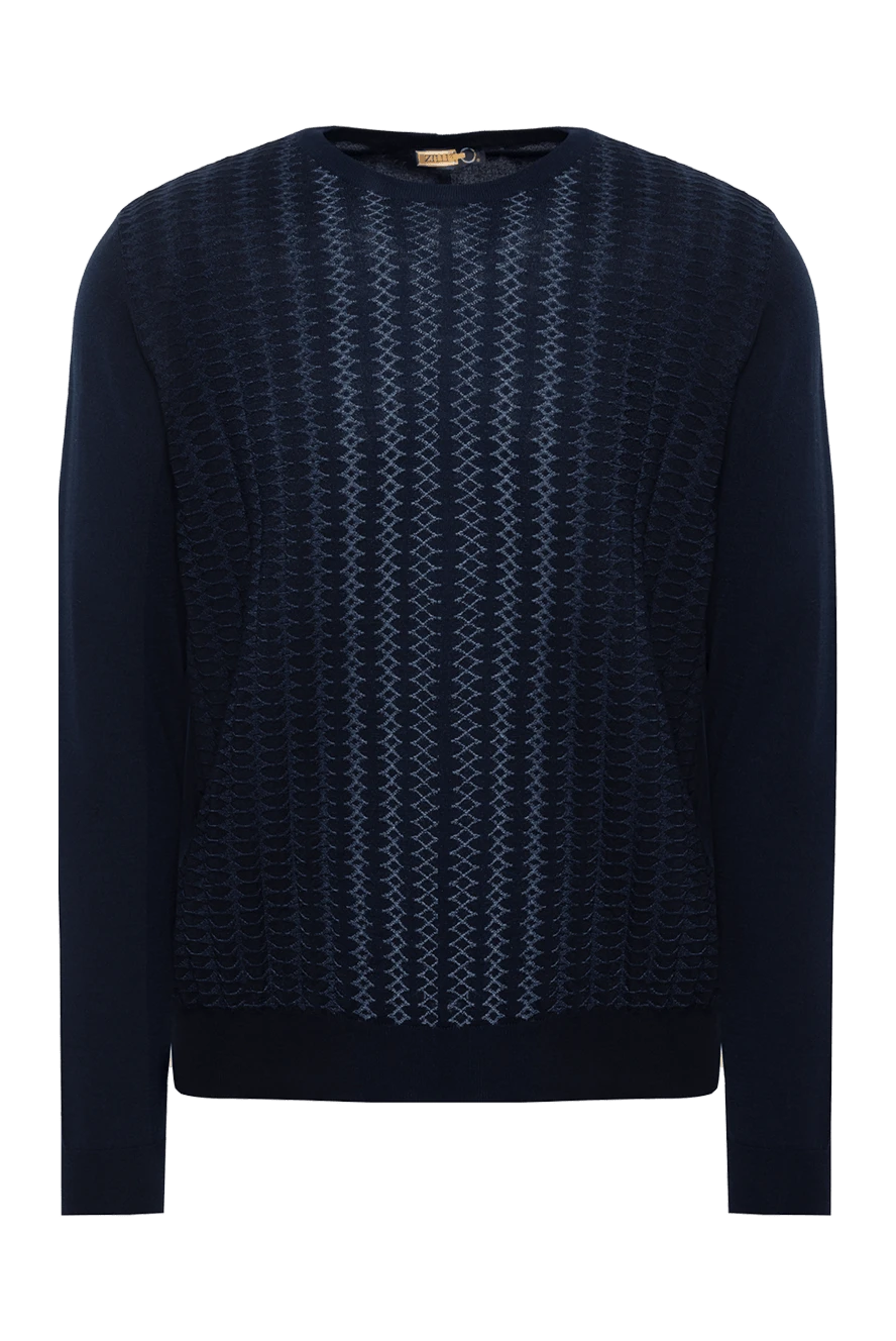 Zilli Silk and cotton jumper blue for men - Textured pattern. 60% silk, 40% cotton. Country of manufacture: Italy. Care: specialized cleaning - photo 1