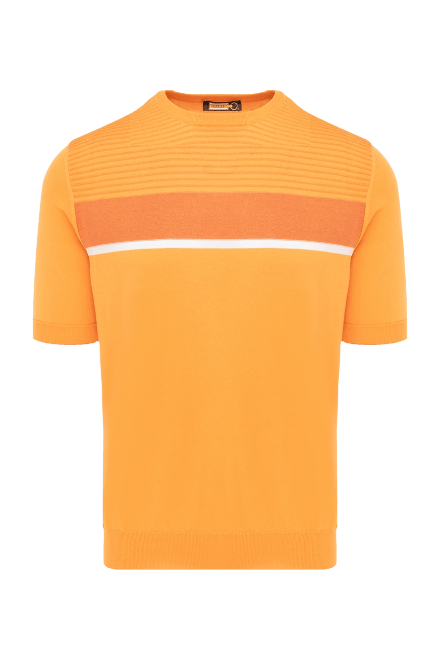 Zilli Cotton and silk short sleeve jumper orange for men - Contrasting pattern. Short sleeve. 60% silk, 40% cotton. Country of manufacture: Italy. Care: specialized cleaning - photo 1