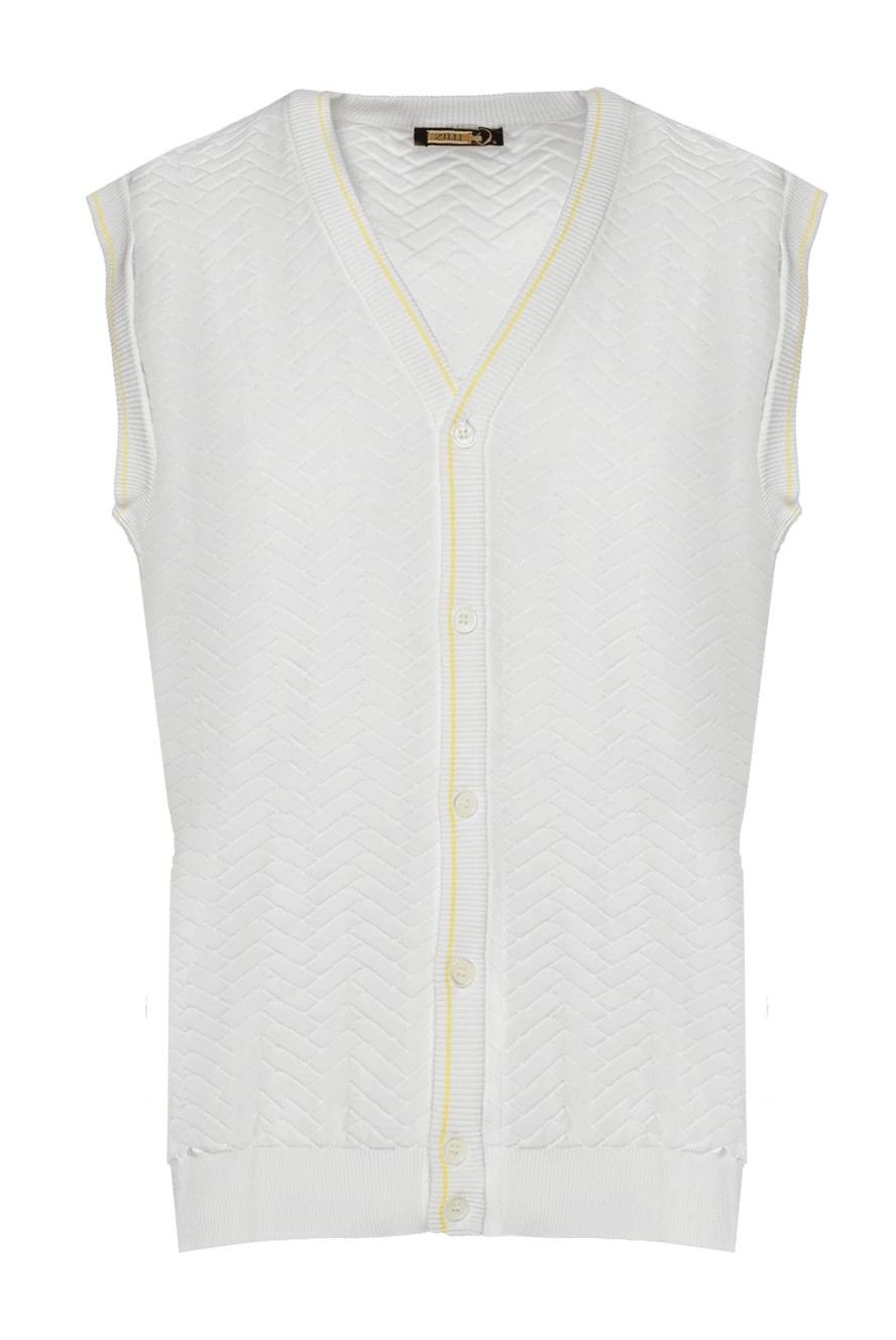 Zilli Men's cotton vest white - Neckline, textured pattern. 100% cotton. Closure: Buttons. Country of manufacture: Italy. Care: specialized cleaning - photo 1