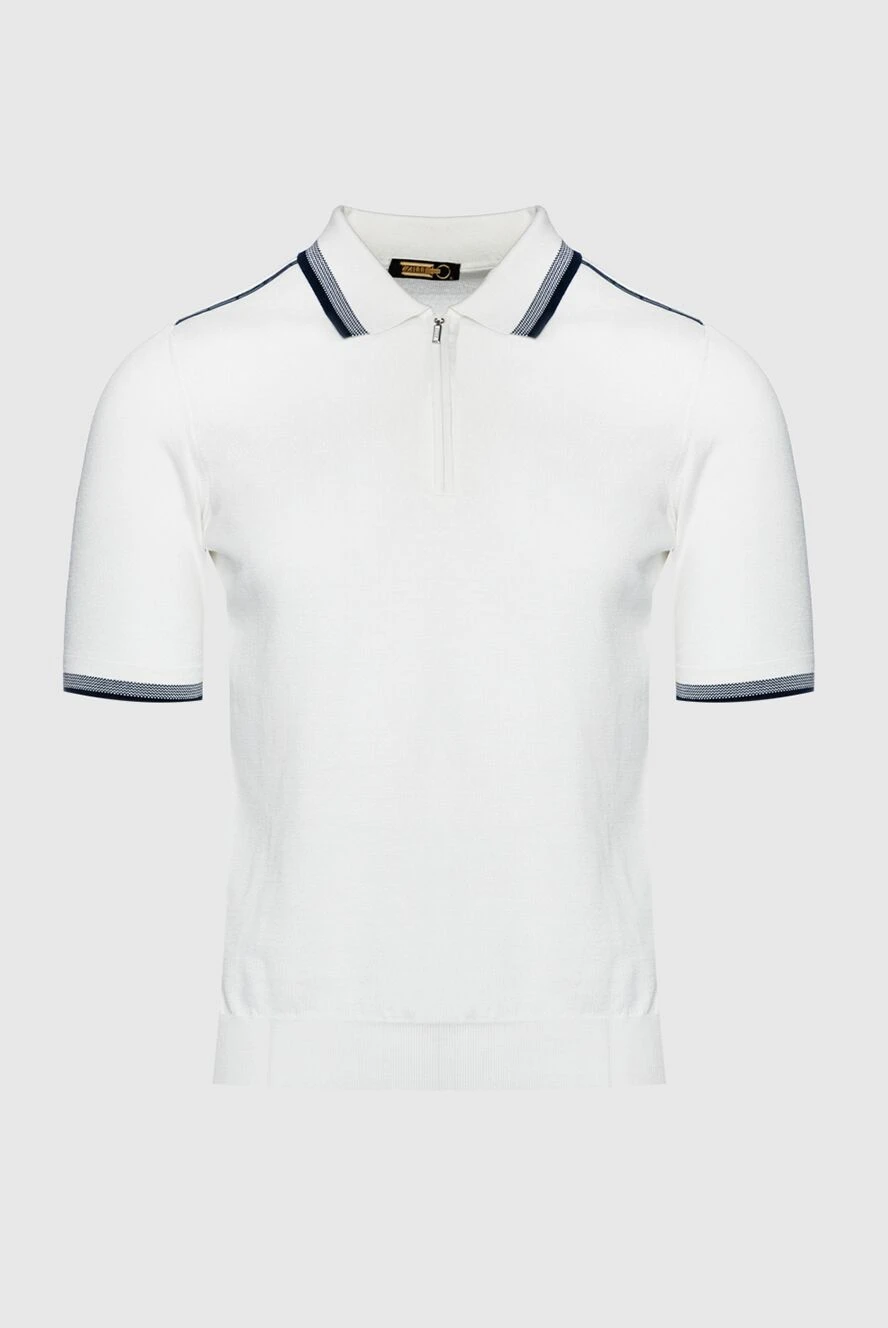 Zilli Cotton and silk polo white for men - Contrasting stripes on collar and cuffs. 50% cotton, 50% silk. Closure: Zipper. Country of manufacture: Italy. Care: specialized cleaning - photo 1