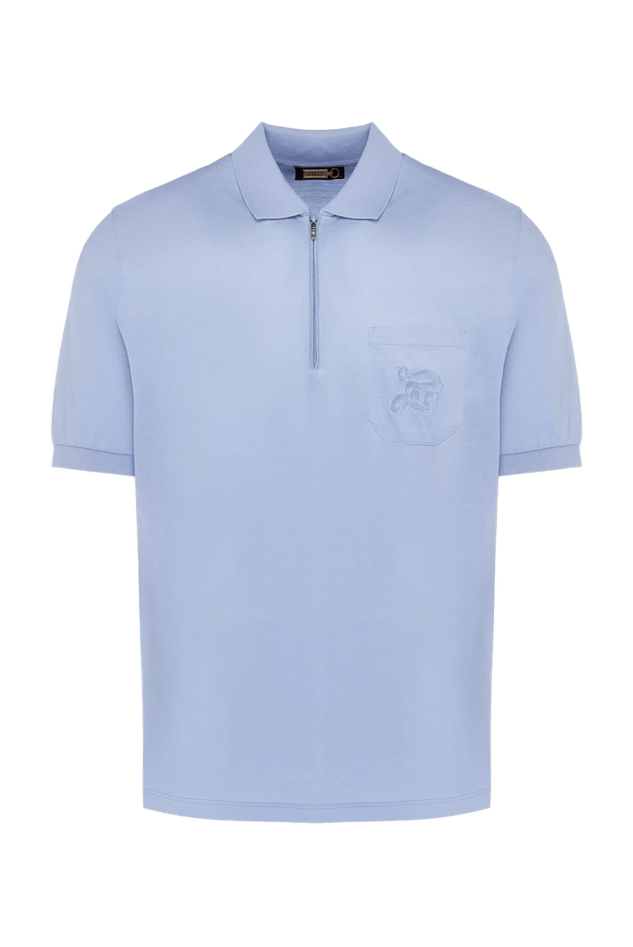 Zilli Blue cotton polo for men - Brand logo embroidery. 100% cotton. Closure: Zipper. Country of manufacture: Italy. Care: specialized cleaning - photo 1