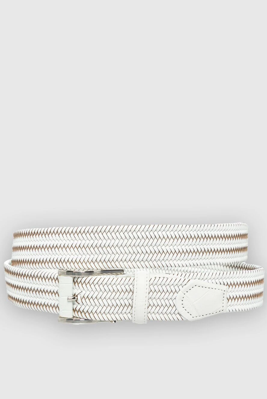 Cesare di Napoli White leather belt for men - Braided leather. 100% leather. Size: Width 4cm. Closure: Buckle. Country of manufacture: Italy. Care: specialized cleaning - photo 1