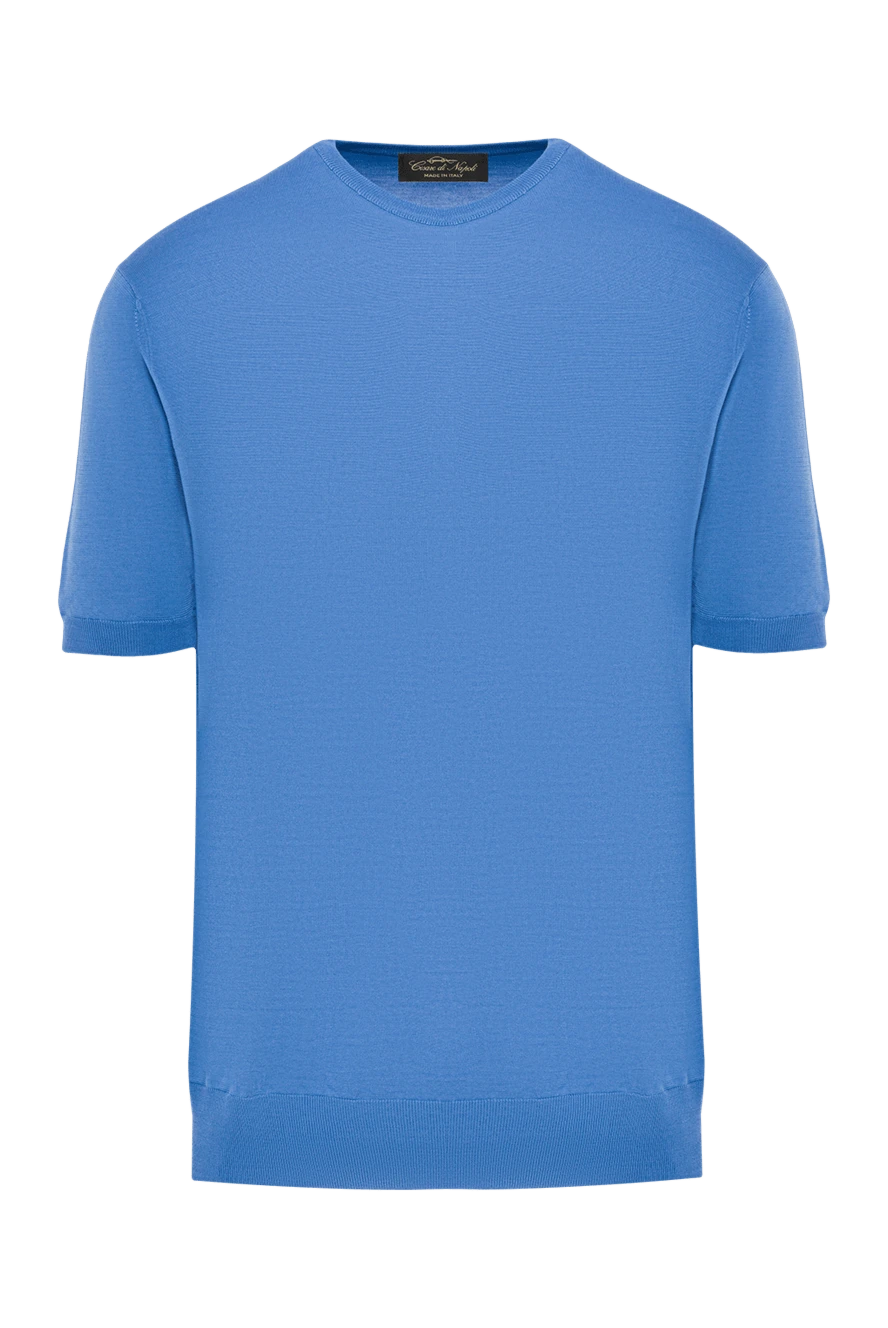 Cesare di Napoli Джемпер с коротким рукавом насыщенно-синий мужской - Короткий рукав. 55% шёлк, 45% хлопок. Страна производитель: Италия. Уход: специализированная чистка - фото 1