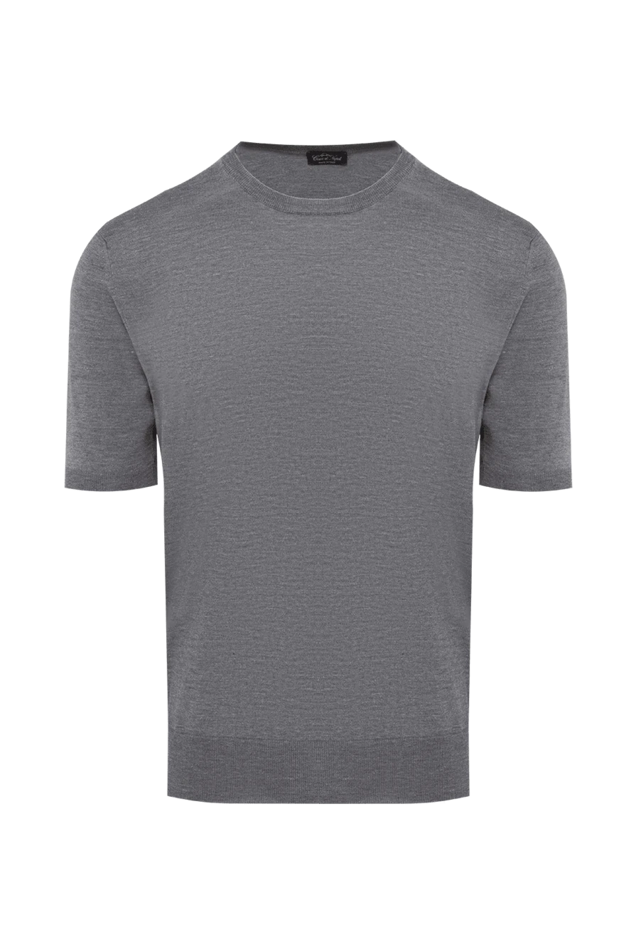 Cesare di Napoli Short sleeve jumper in silk and cotton gray for men - Short sleeve. 55% silk, 45% cotton. Country of manufacture: Italy. Care: specialized cleaning - photo 1