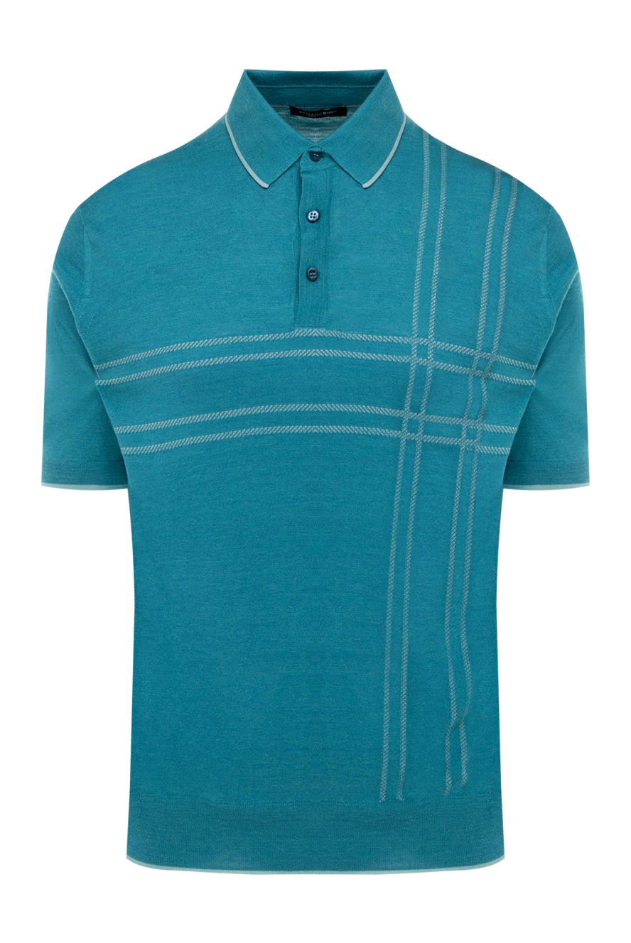 Stefano Ricci Поло з шовку та льону зелене чоловіче - Контрастне оздоблення. 75% шовк, 25% льон. гудзики. Країна виробник: Італія. Догляд: спеціалізоване чищення - фото 1