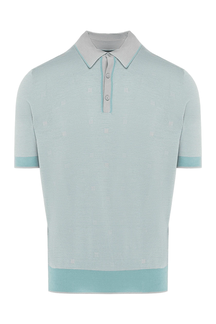 Stefano Ricci Polo from silk gray for men - Contrasting trim. 100% silk. Buttons. Country of manufacture: Italy. Care: specialized cleaning - photo 1