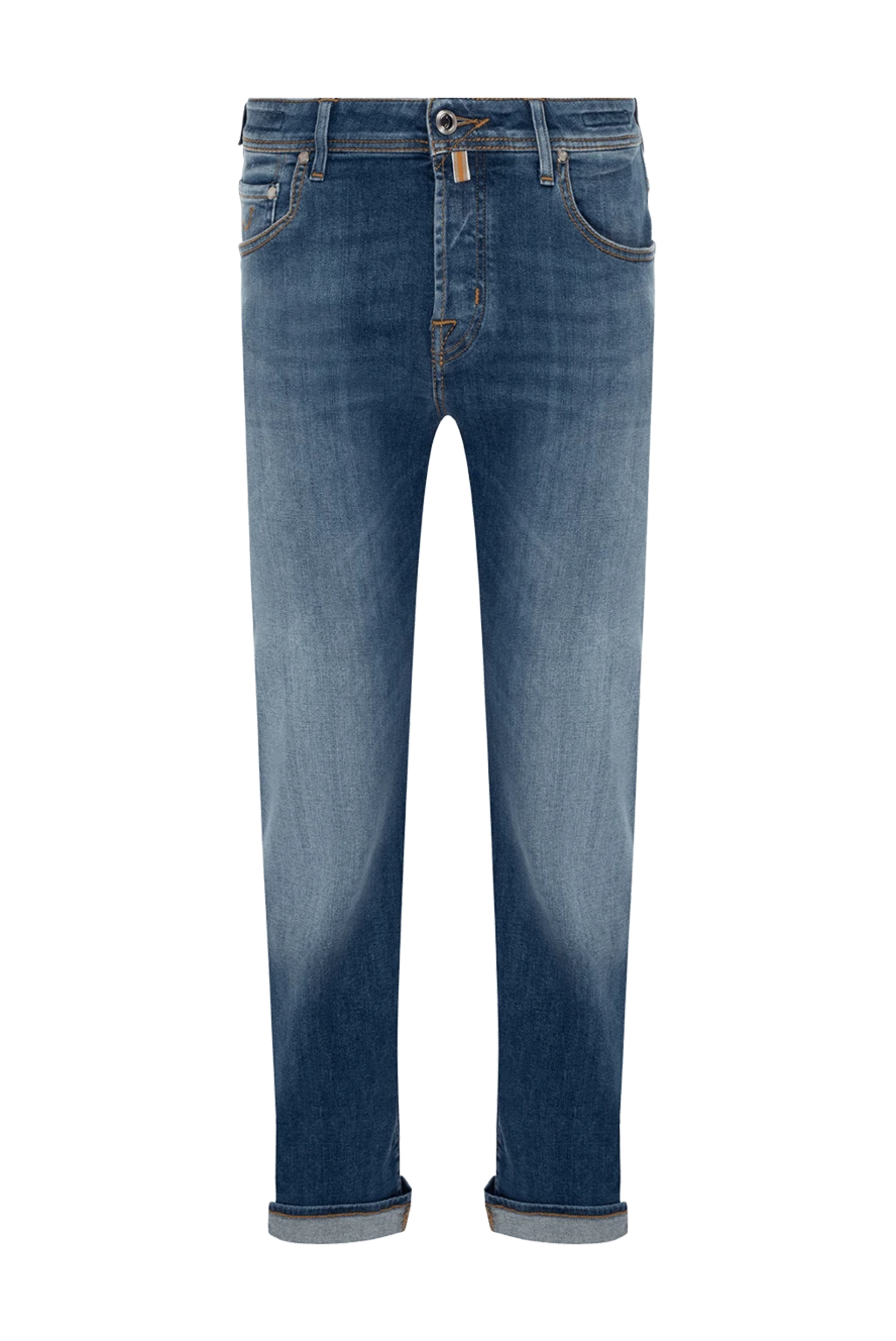 Jacob Cohen Cotton and elastomer jeans blue for men - logo, worn effect, contrasting seams. 92% cotton, 6% elastomer, 2% elastane. Closure: button, zipper. Three side pockets, two back pockets. Country of manufacture: Italy. Care: specialized cleaning - photo 1