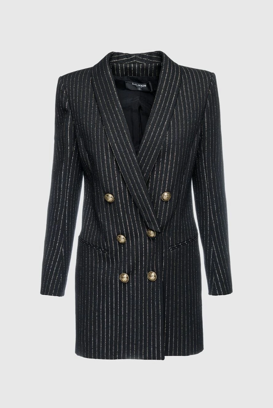 Balmain Black jacket for women - buttons. striped pattern, gilded buttons. 82% wool, 16% polyamide, 2% polyester. Country of manufacture: Italy. Care: specialized cleaning - photo 1