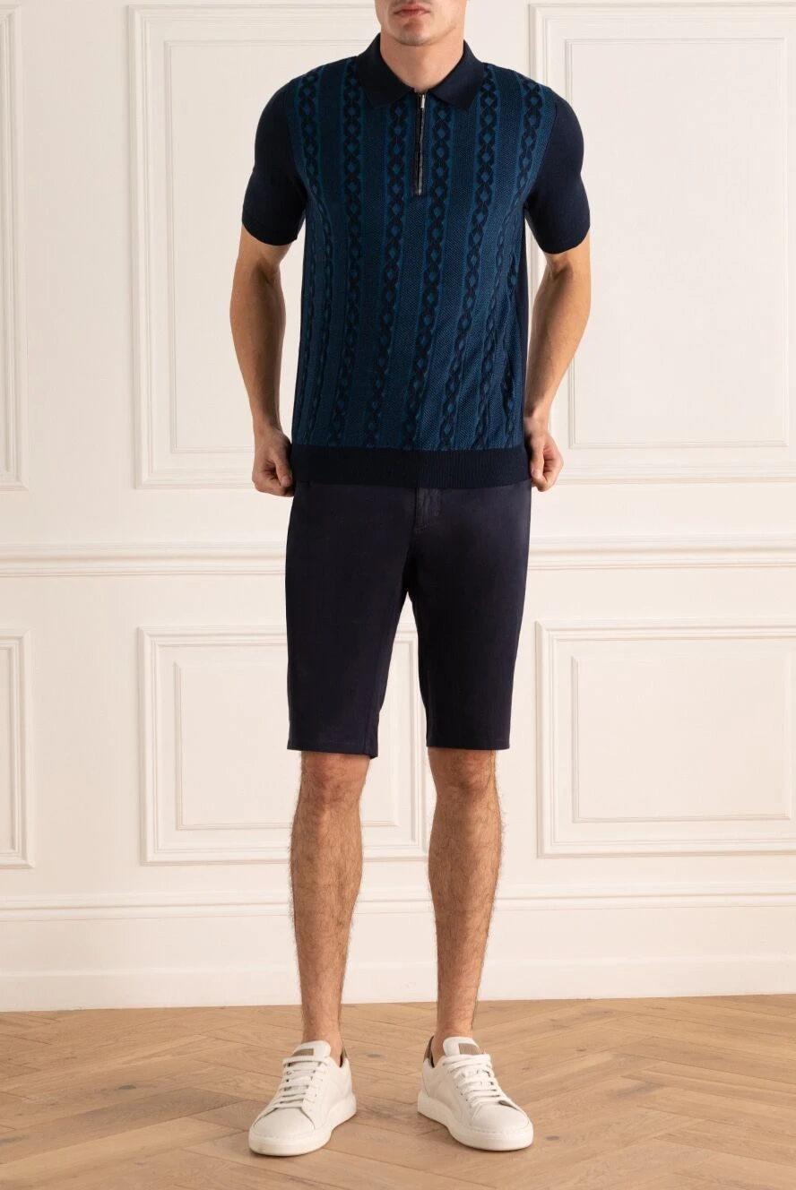 Zilli polo from silk, cotton and alligator leather blue men's