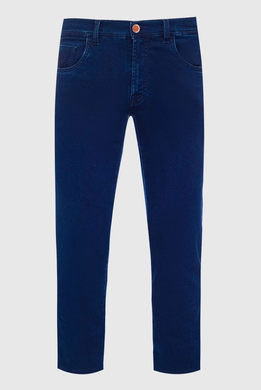 Scissor Scriptor Cotton and polyester jeans blue for men - logo, contrast stitching. 70% cotton, 28% polyester(PL), 2% polyurethane. Closure: button, zipper. Three side pockets, two back pockets. Country of manufacture: Italy. Care: specialized cleaning - photo 1
