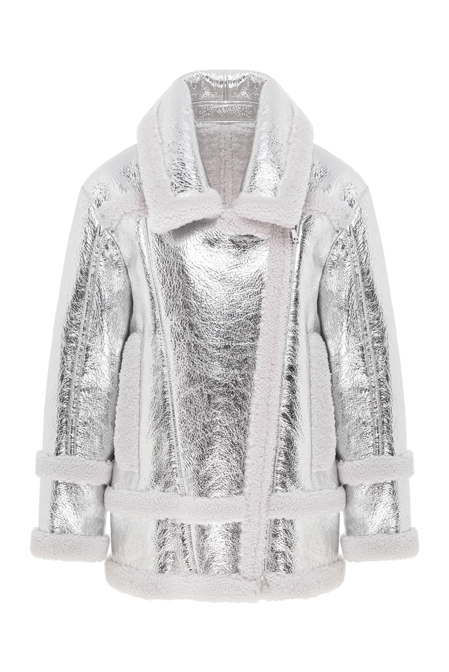 Blancha Gray sheepskin coat made of natural fur and leather - fur collar. 100% natural fur. Closure: zipper. two side pockets. Country of manufacture: Italy. Care: specialized cleaning - photo 1