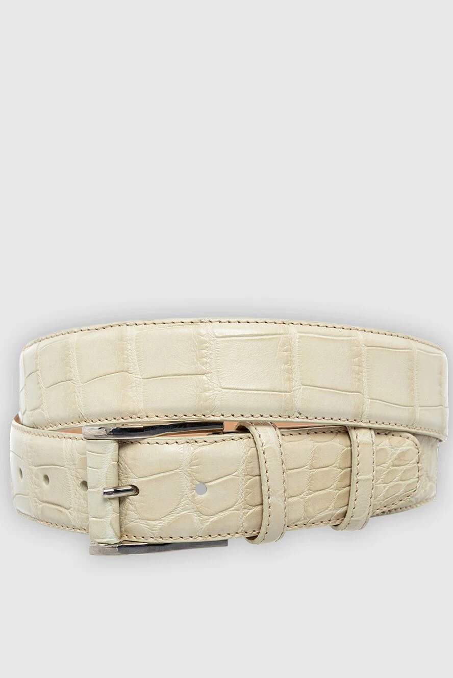 Cesare di Napoli White crocodile leather belt for men - Textured leather. 100% crocodile leather. Size: Width 4cm. Buckle. Country of manufacture: Italy. Care: specialized cleaning - photo 1