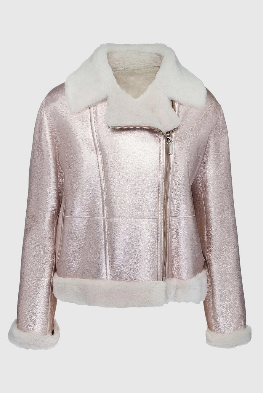 Max&Moi Sheepskin coat made of natural fur pink for women - oblique zipper. natural fur,. Closure: zipper. two side pockets. Country of manufacture: Italy. Care: specialized cleaning - photo 1