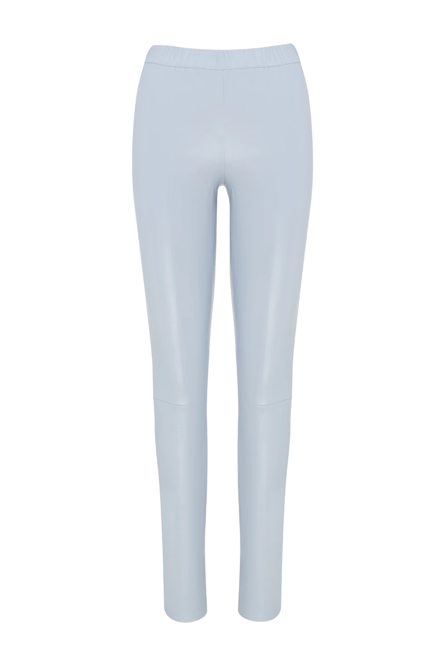 Max&Moi Women's leather leggings in blue, tight-fitting - 97% leather, 3% cotton. elastic belt. Country of manufacture: Italy. Care: specialized cleaning - photo 1