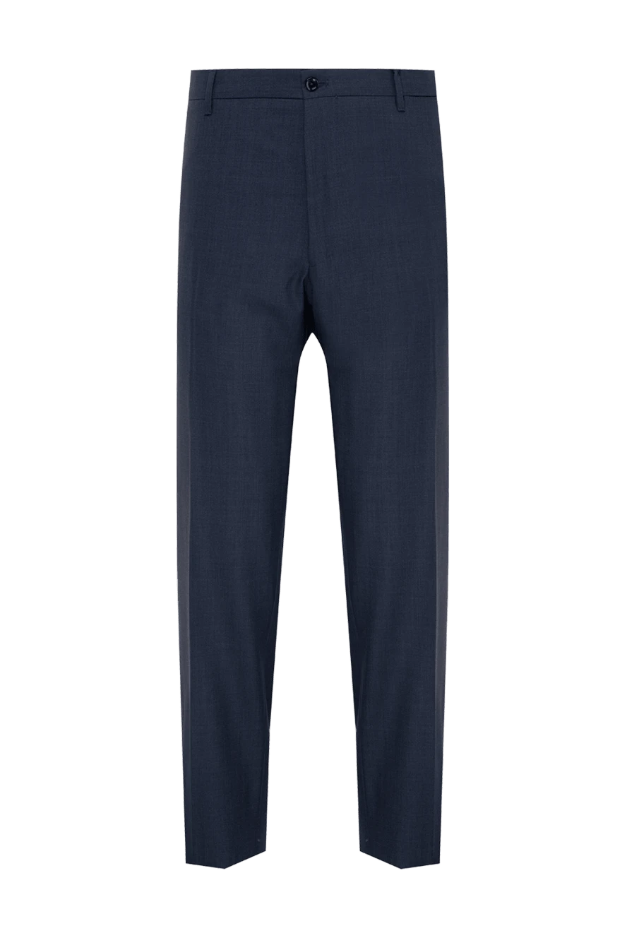 Zilli Men's blue wool and silk trousers - 85% wool, 15% silk. Closure: button, zipper. two side, two back pockets. Country of manufacture: Italy. Care: specialized cleaning - photo 1