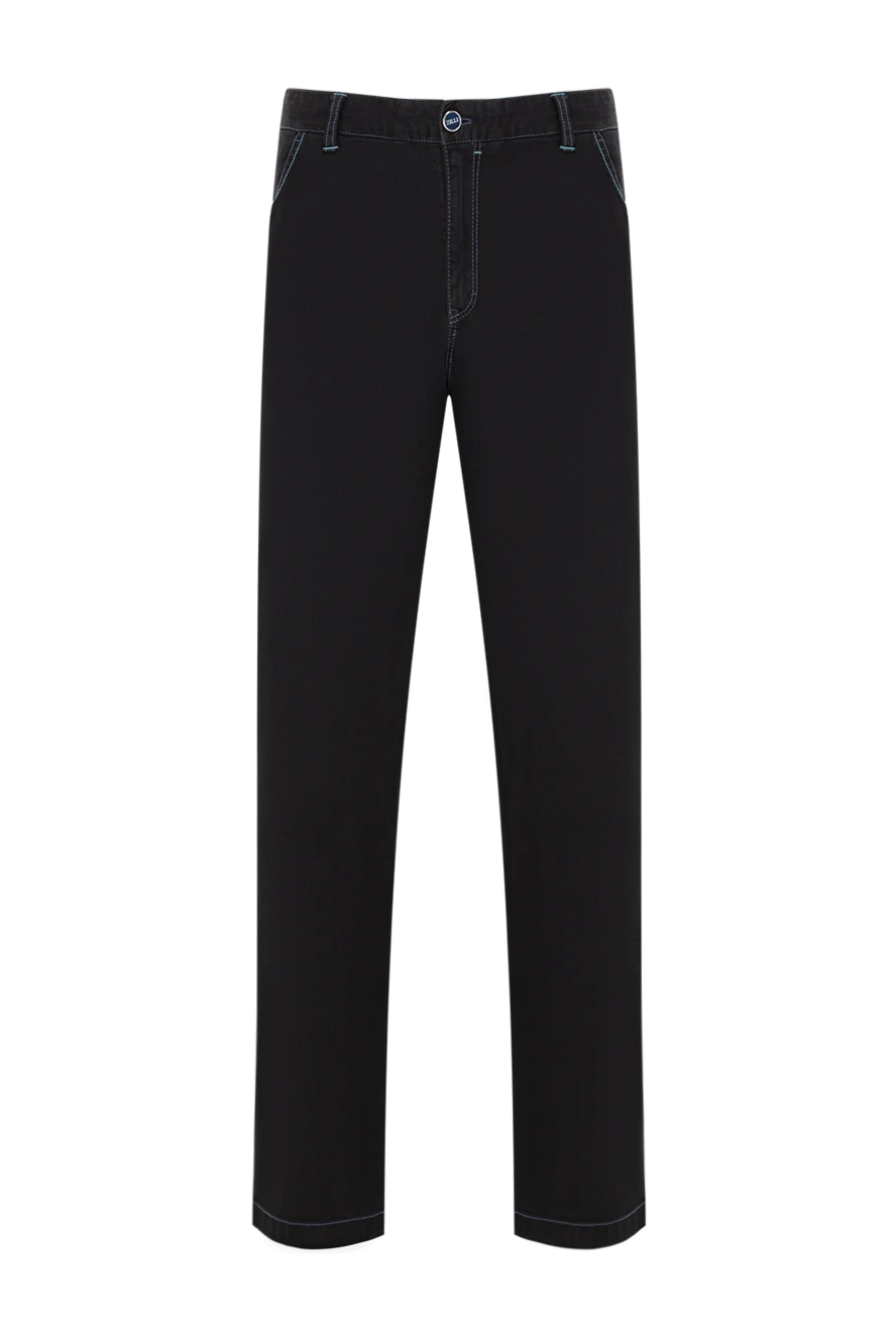 Zilli Джинсы мужские тёмно синие с мятным патчем на поясе - логотип, контрастные швы, кожа крокодила, эффект потертости. 98% хлопок, 2% полиамид. пуговица, молния. три боковых кармана, два кармана сзади. Страна производитель: Франция. Уход: специализированная чистка - фото 1