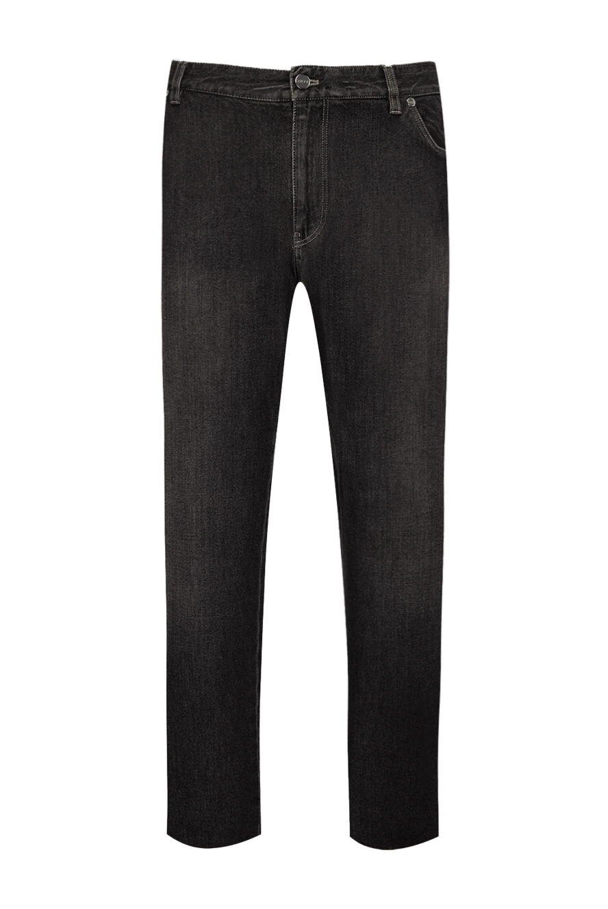 Zilli Cotton and polyamide jeans gray for men - logo, contrast stitching. 96% cotton, 4% polyamide. Closure: button, zipper. Three side pockets, two back pockets. Country of manufacture: Italy. Care: specialized cleaning - photo 1