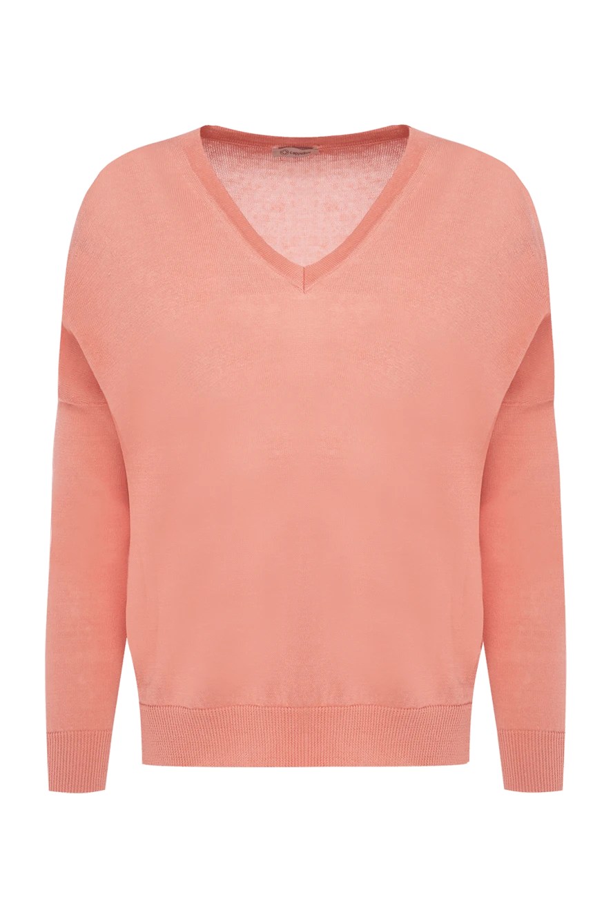 Cappellini Pink jumper for women - V-neck. 60% linen, 40% cotton. Country of manufacture: Italy. Care: specialized cleaning - photo 1