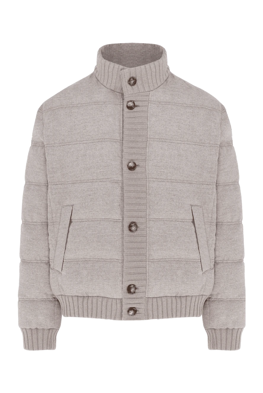 Kiton Down jacket for men made of silk and cashmere white - Stitching, contrasting buttons. 96% cashmere, 4% silk. Buttons. Two side pockets, two inside pockets. Country of manufacture: Italy. Care: specialized cleaning - photo 1