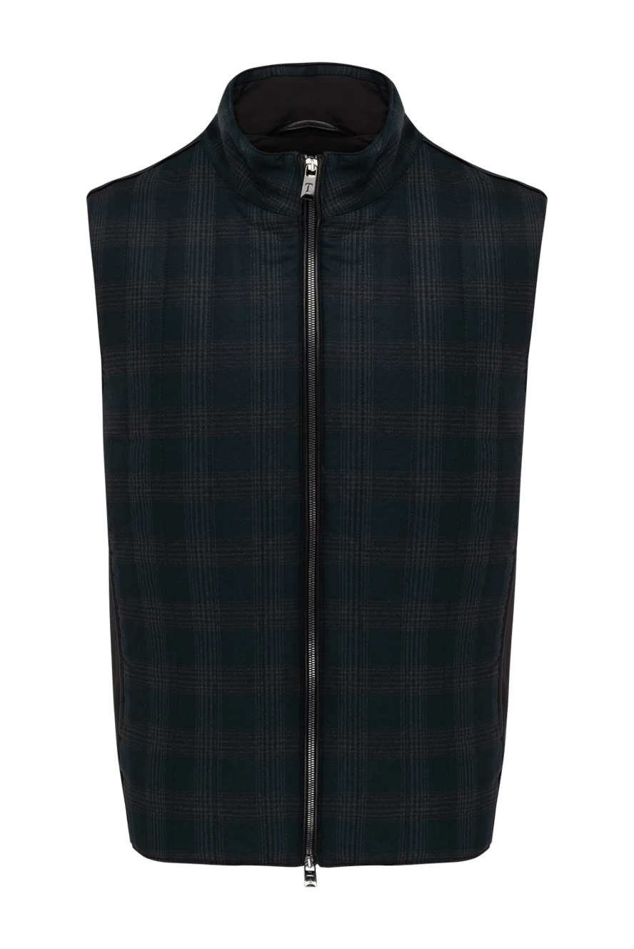 Torras Blue polyamide and wool vest for men - Plaid print. 100% polyamide, wool. Closure: Zipper. Two side pockets, two inside pockets. Lining: 100% nylon, polyamide. Insulation: Down, feather. Country of manufacture: Italy. Care: specialized cleaning - photo 1