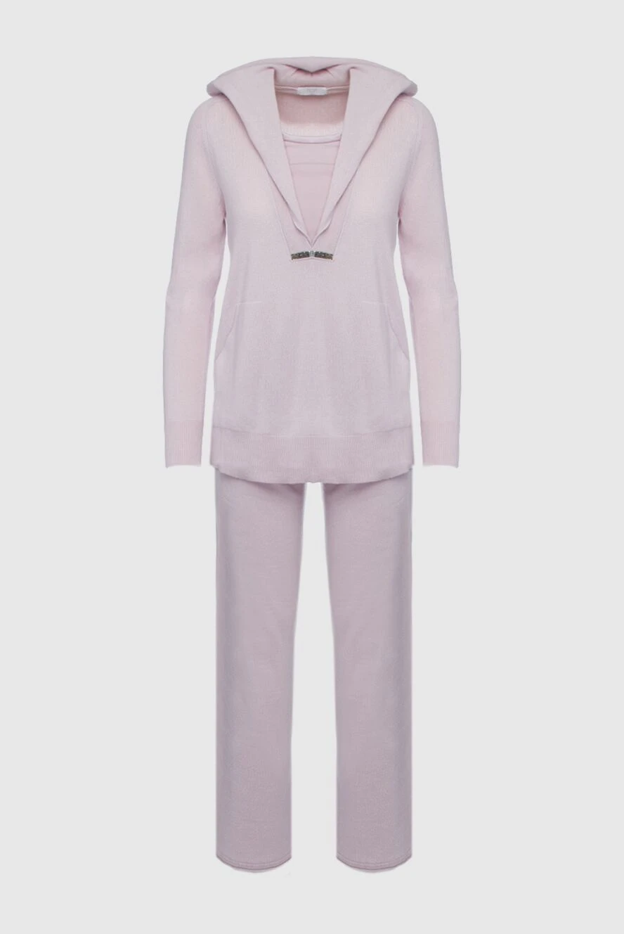 Tonet Walking suit pink for women - stripe. 70% wool, 20% silk, 10% cashmere. Closure: drawstring. Hood: yes. Country of manufacture: Italy. Care: specialized cleaning - photo 1