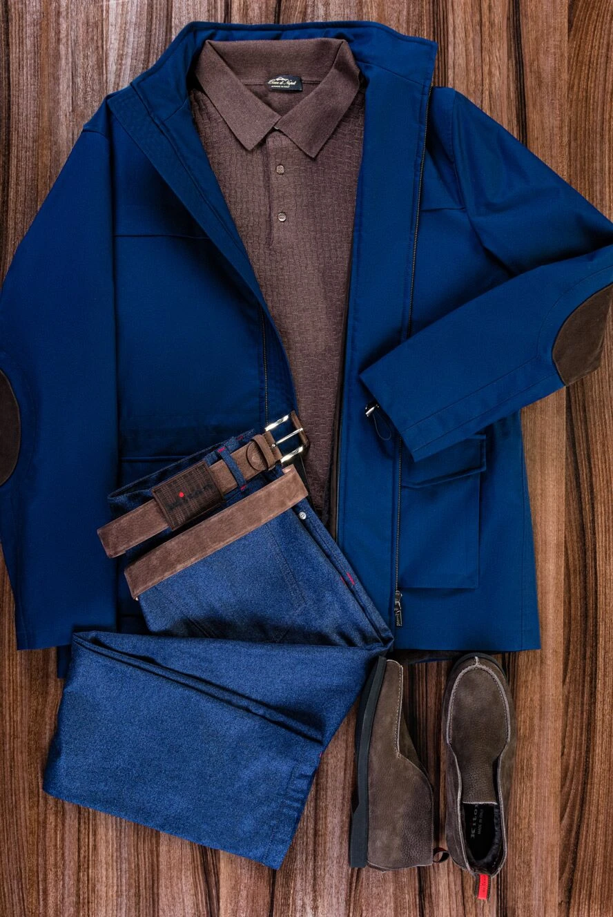 KIRED　ボンバージャケット　48　KITON Kiton куртка мужская синяя из шёлка с меховой подкладкой и