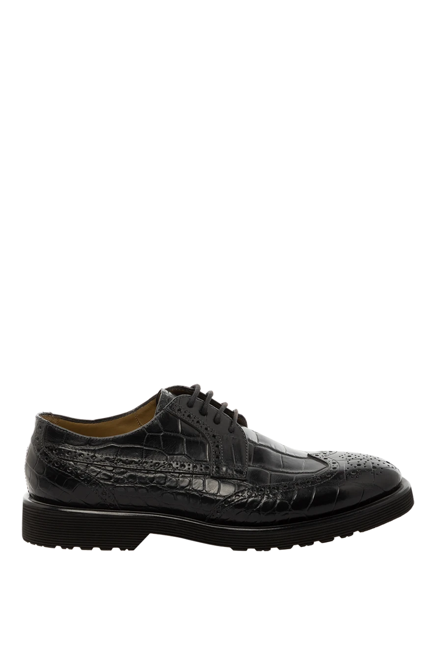 Tardini Shoes for men from alligator leather black - Perforation, textured leather. 100% alligator leather. Lace. Interior finish: Alligator leather. Insole: Leather. Heel height: 2 cm. Other materials. Country of manufacture: Italy. Care: specialized cleaning - photo 1