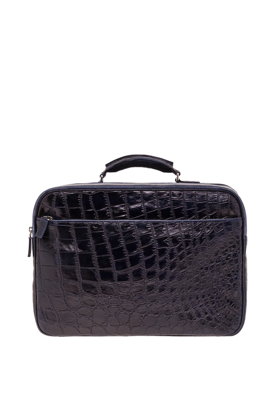 Cesare di Napoli Портфель зі шкіри крокодила синій з плечовим ременем чоловічий - фактурна шкіра. два відділення. 100% шкіра крокодила. блискавка. Країна виробник: Італія. Догляд: спеціалізоване чищення - фото 1
