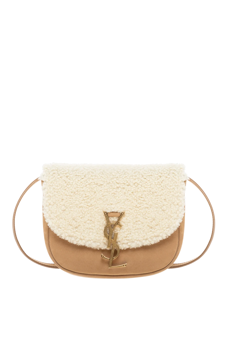 Saint Laurent Beige women's bag made of nubuck and fur - Decoration: gold-plated logo, shoulder strap. nubuck, fur. Fastener: magnetic button. Country of manufacture: Italy. Care: specialized cleaning - photo 1