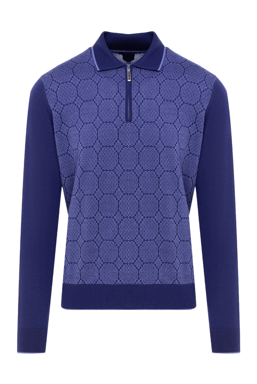 Stefano Ricci Поло с длинным рукавом в насыщенном фиолетовом цвете с узором и молнией - Контрастная отделка, фактурные линии. Длинный рукав. 70% кашемир, 30% шёлк. Молния. Страна производитель: Италия. Уход: специализированная чистка - фото 1